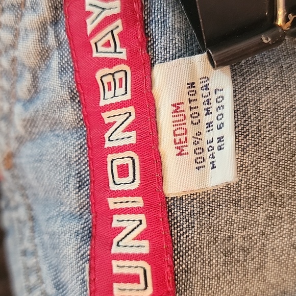 UNION BAY Y2K 90s Blue Medium Wash Retro Straight Leg Bib Carpenter Overalls M - Picture 6 of 9